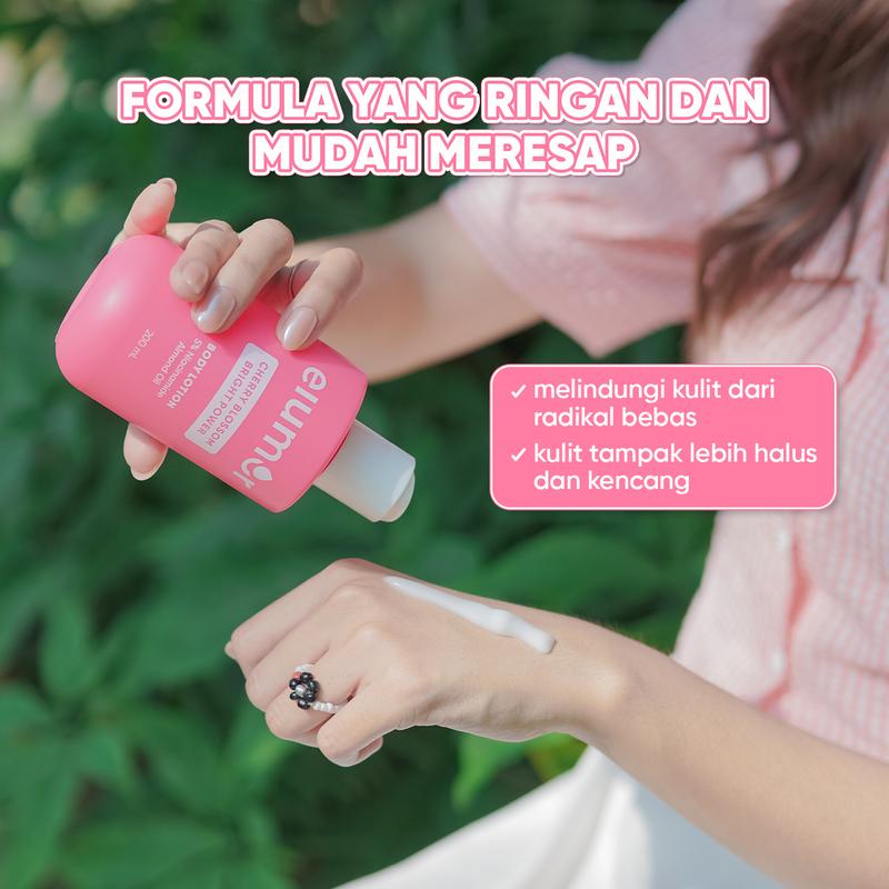 New Product! Elumor Body Lotion Cherry Blossom Bright Power 200ml | Body Lotion Whitening Kulit Kering Kusam 4
