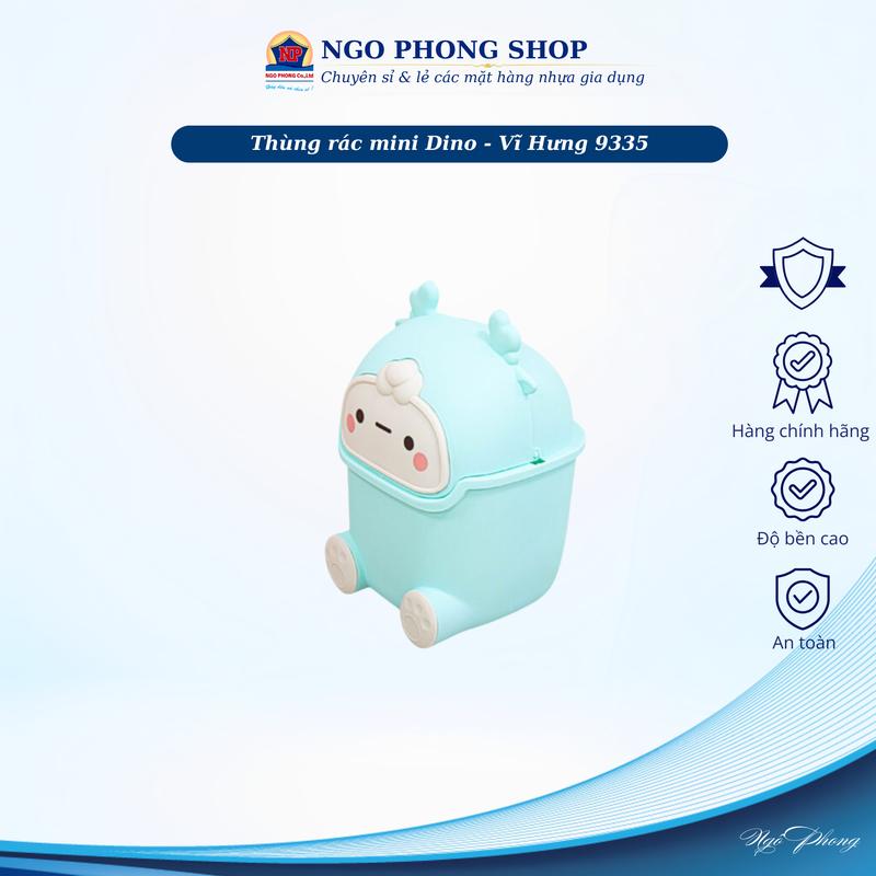 Thùng rác mini Dino Vĩ Hưng 9335. Thiết kế hình thú Dino siêu dễ thương, tạo điểm nhấn đặc trưng.