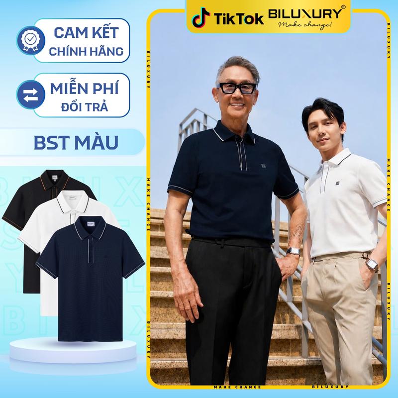 BILUXURY Áo Polo Nam Thiết kế Giấu Cúc 9APCT029 Vải Waffle Cao Cấp tinh tế form…