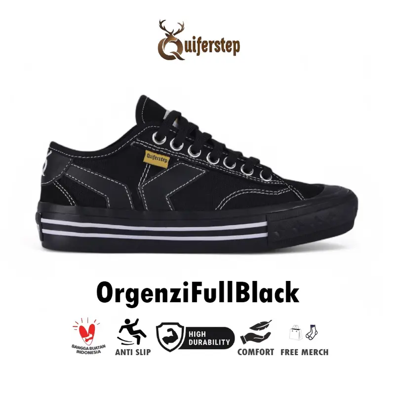 Sepatu Sneakers Quiferstep series Orgenzi full black original sneaker hitam sekolah pria wanita original lokal cod Casual Shoes Kasual
