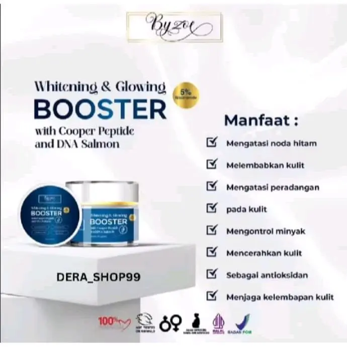 Byzoe Whitening and Glowing Booster with Cooper Peptide and DNA Salmon (BiruBooster) [10gr] 1Pcs Pencerah Wajah Pelembab 1
