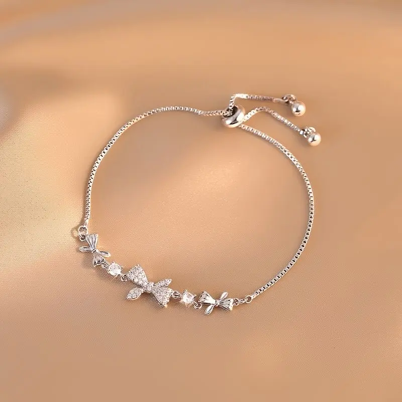 【Promosi Super】COD Gelang Titanium Anak Perempuan Busur Berlian Perak Aksesoris Estetika Korea Busur Perhiasan Titanium Asli Fashion 8