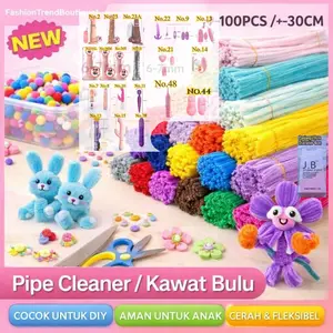 Cod Pipe Cleaner Kawat Bulu 30cm 100pcs Warna Cerah Fleksibel untuk DIY  Anak & Dewasa wantia Craft Bunga Boneka Dekorasi Sekolah Kreatif Mudah Dibentuk Tidak Mudah Patah Cocok untuk DIY Art & Craft Aksesoris Gift Mainan Edukasi Murah Berkualitas