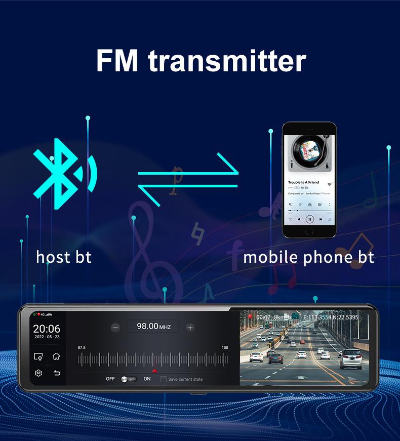 Product Introduction of V8 4+64G Wireless Carplay & Android Auto 12"  Rearview Mirror ADAS Support North American 4G Car Black Box DVR Dashcam 22
