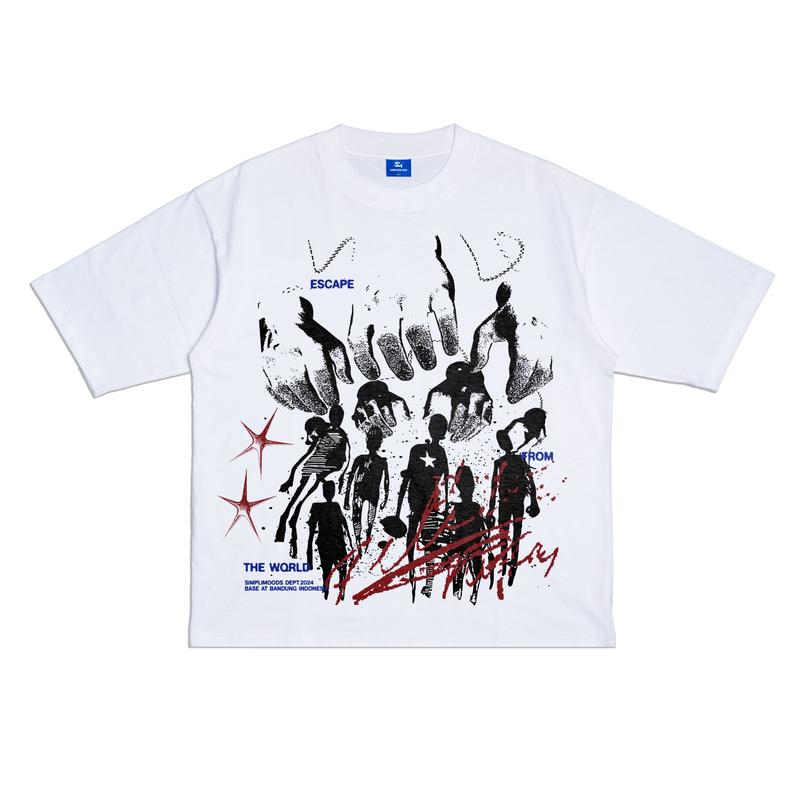 Simplimoods - Baju  Distro Tshirt Skena  Oversized Pria dan Wanita Escape Cotton Combed 24S Lembut Sablon Pendek Katun Panjang Atasan Unisex Kaos Cowok 0