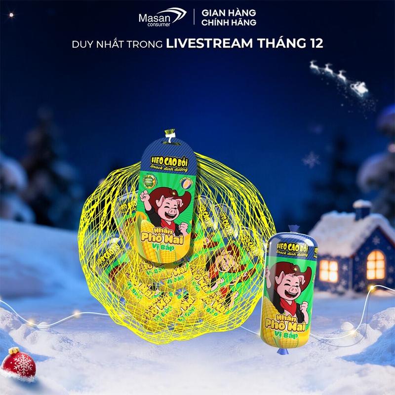  Xúc xích tiệt trùng Heo cao bồi nhân phô mai vị nguyên bản nhân phô mai vị bắp túi x 15cây x 32gr 