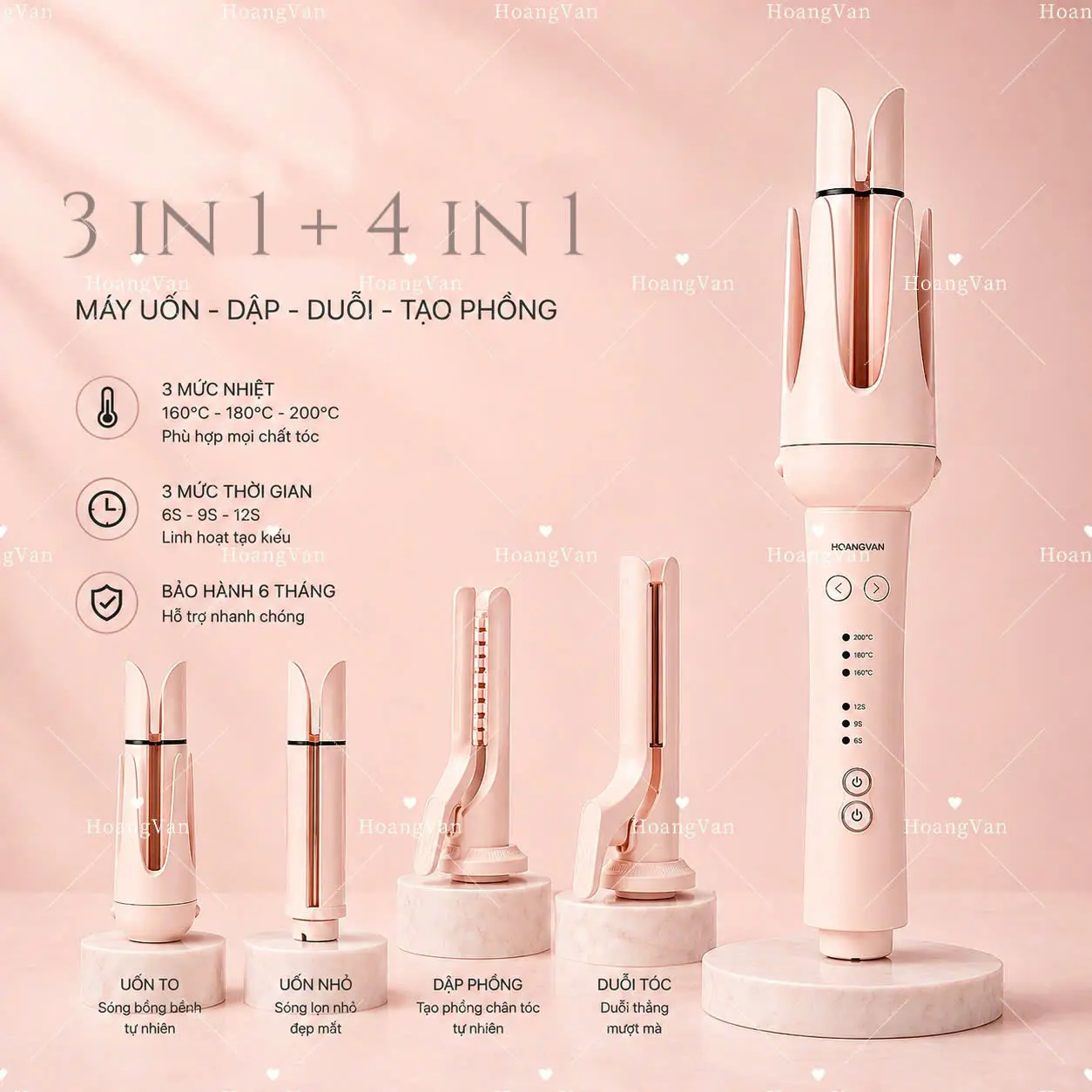 [NEW 2026] Máy uốn xoăn tự động PRO EXTRA  3++ nữ phiên bản 2026 PRO by HOANGVAN  chứa tinh chất dầu thực vật và toumalin làm bóng tóc, mềm tóc MÁY UỐN TÓC