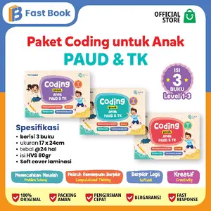 Paket Buku Coding untuk Anak Paud dan Tk isi 3 buku || 3 Buku Coding for kids || Coding untuk anak Tk II Paket Coding Super Lengkap anak usia 3 - 10 Tahun II buku edukasi anak II buku anak tk dan paud
