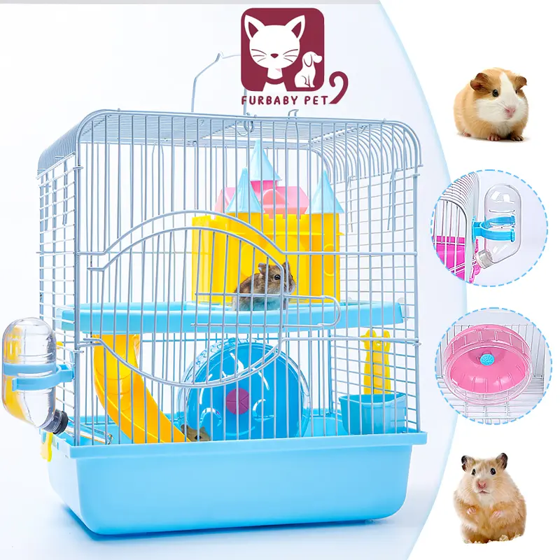 Kandang Hamster Marmut Landak Set Mainan Kincir Roda Minum