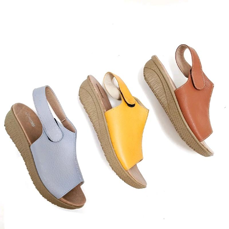 Sandal Tali Wanita Sandal Weges 3cm Kulit Papirut Garut Karet 0