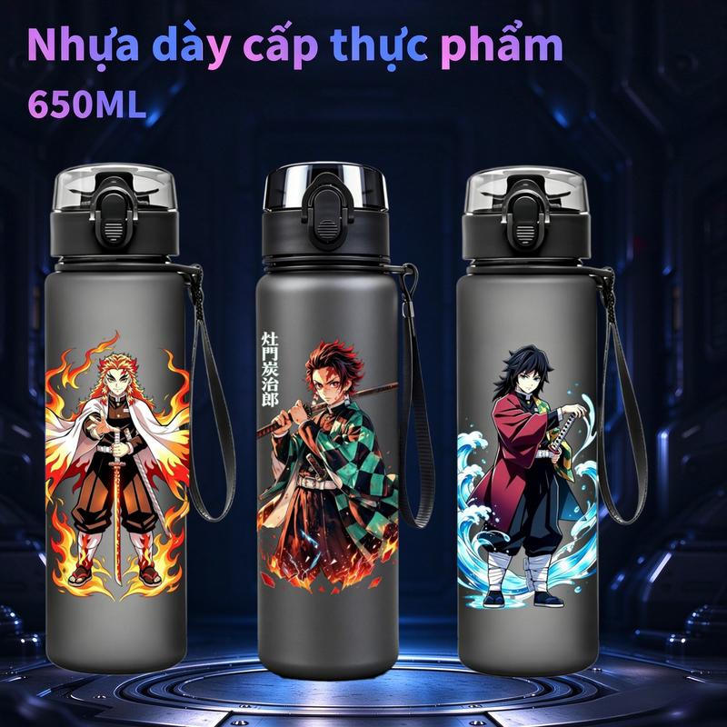 Cốc nước nhựa hoạt hình Jujutsu Kaisen bản dày nâng cấp 650ml chống rơi vỡ, bình nước ngoài trời, quà sinh nhật cho bé và học sinh (Gojo Satoru)