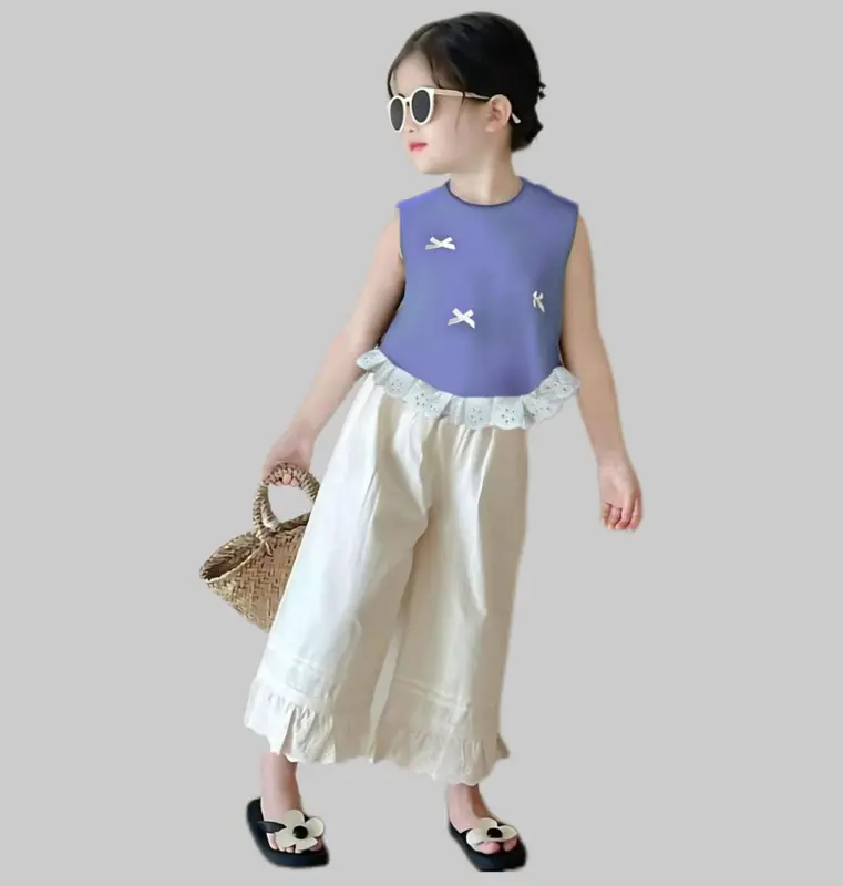 setelan anak lucu setelan perempuan baju dan celana anak 1-5 tahun lekbong knit pita celana panjang renda by kazirastore 1