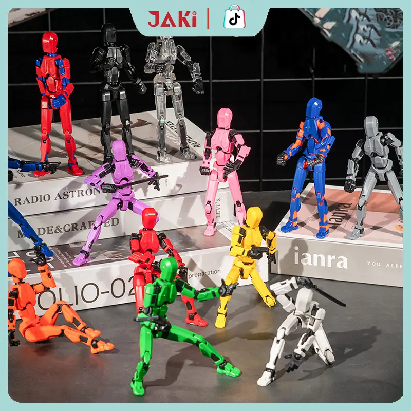 JAKI Dummy Action Figure Cetak Boneka Manekin Crtak 3D Action Figure Mainan Pergeseran Bentuk Bergerak Multi-Sendi Anak