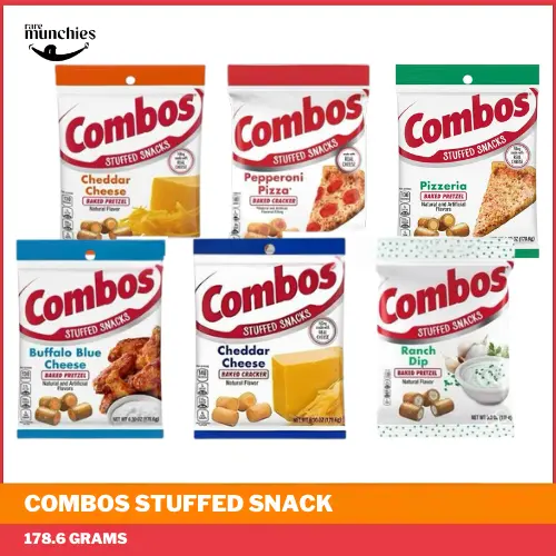 Combos Cheddar Cheese, Ranch Dip Baked Pretzel, and Cheddar Cheese Cracker; 6.3oz; USA