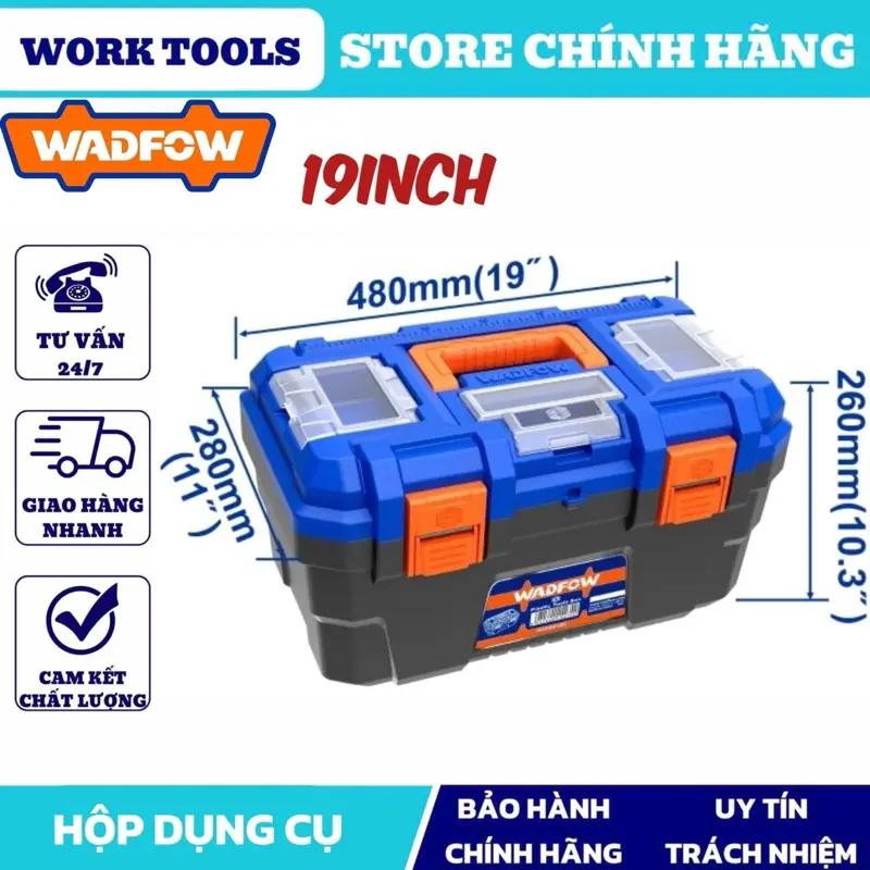 Hộp nhựa đựng dụng cụ 19 " ( KHÓA NHỰA ) WADFOW WTB1319
