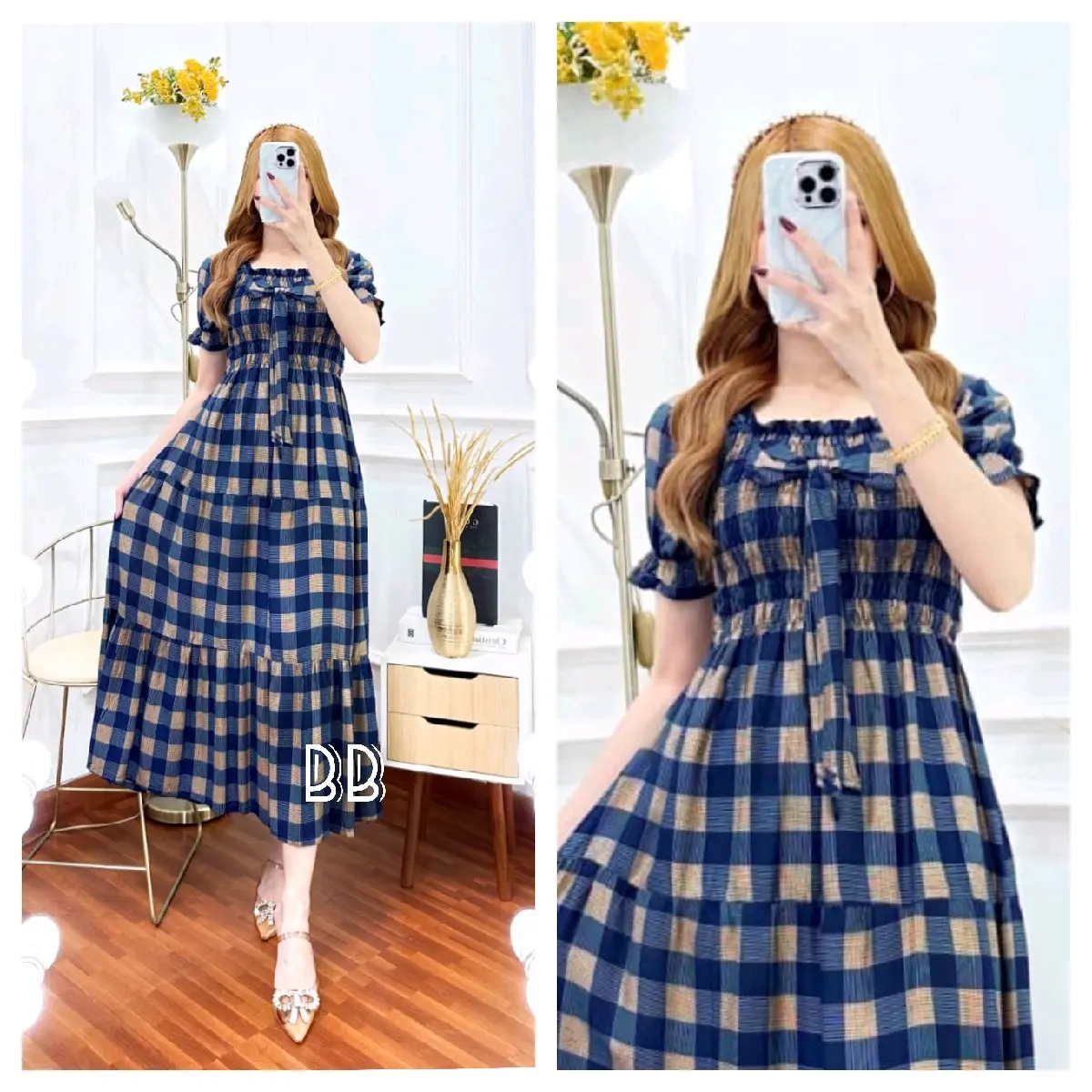 Dress Canda Kerut Pita LD 110 - Busui Friendly - Casual Cantik Ibu