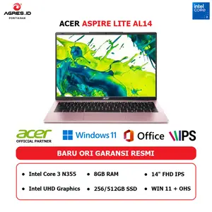 ACER ASPIRE LITE 14 AL14 I3 N355 8GB 256GB/512GB W11+OHS 14.0FHD IPS PINK -37P( DDR4 FHD )