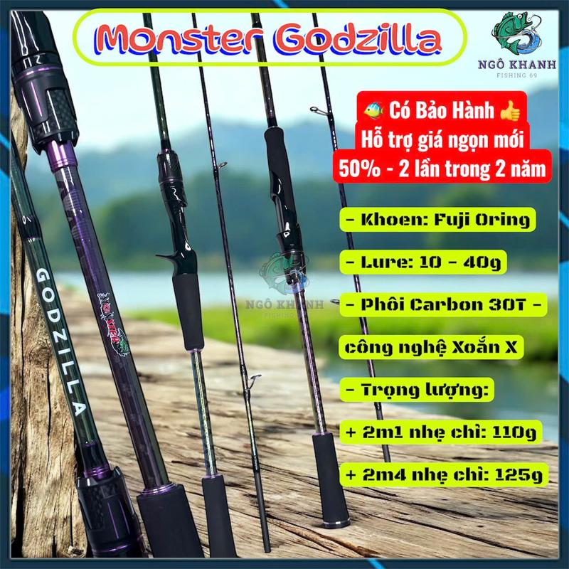  Cần câu cá Monster Godzilla phôi Carbon 30T 7 màu xoắn X cần câu Lure khoen Fuji Oring 