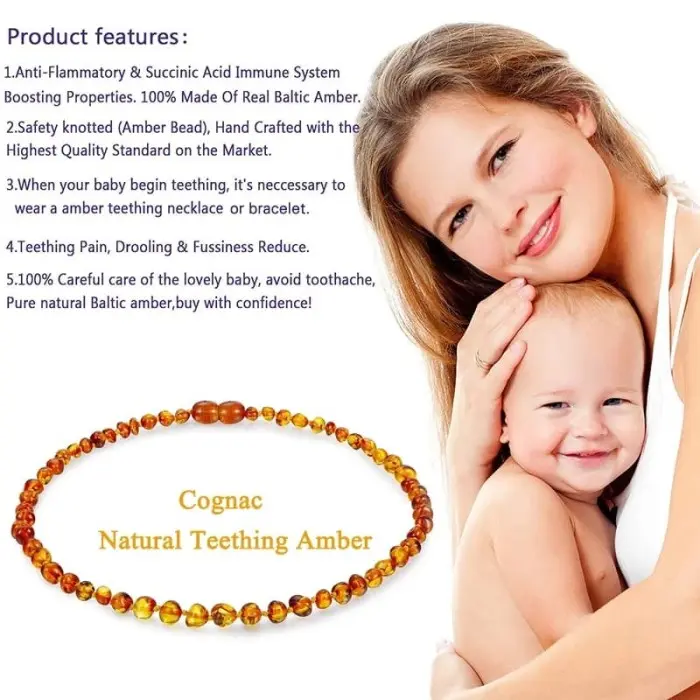 L㊚Ni Kalung Amber Bayi Dan Anak Baroque Cognac 33Cm 100% Usa Lab R♥Lb 3