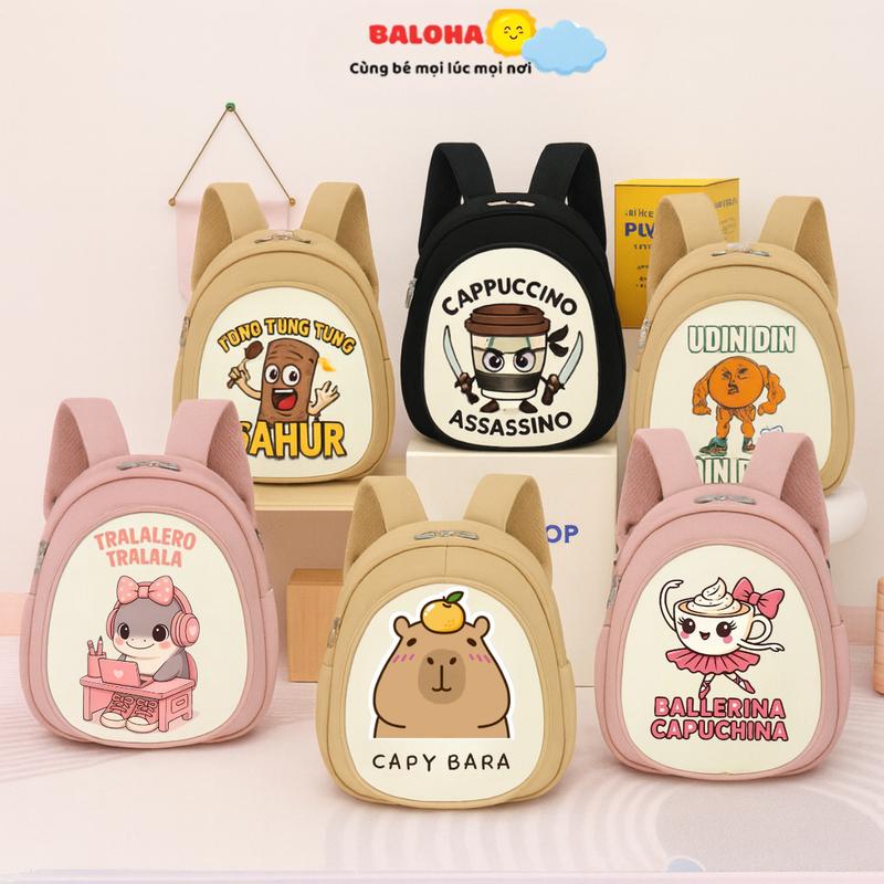 Balo cho bé trai bé gái từ 1-5 tuổi in hình Kuromi, Nhện dễ thương đi học mầm non mẫu giáo HAB246,HAB240