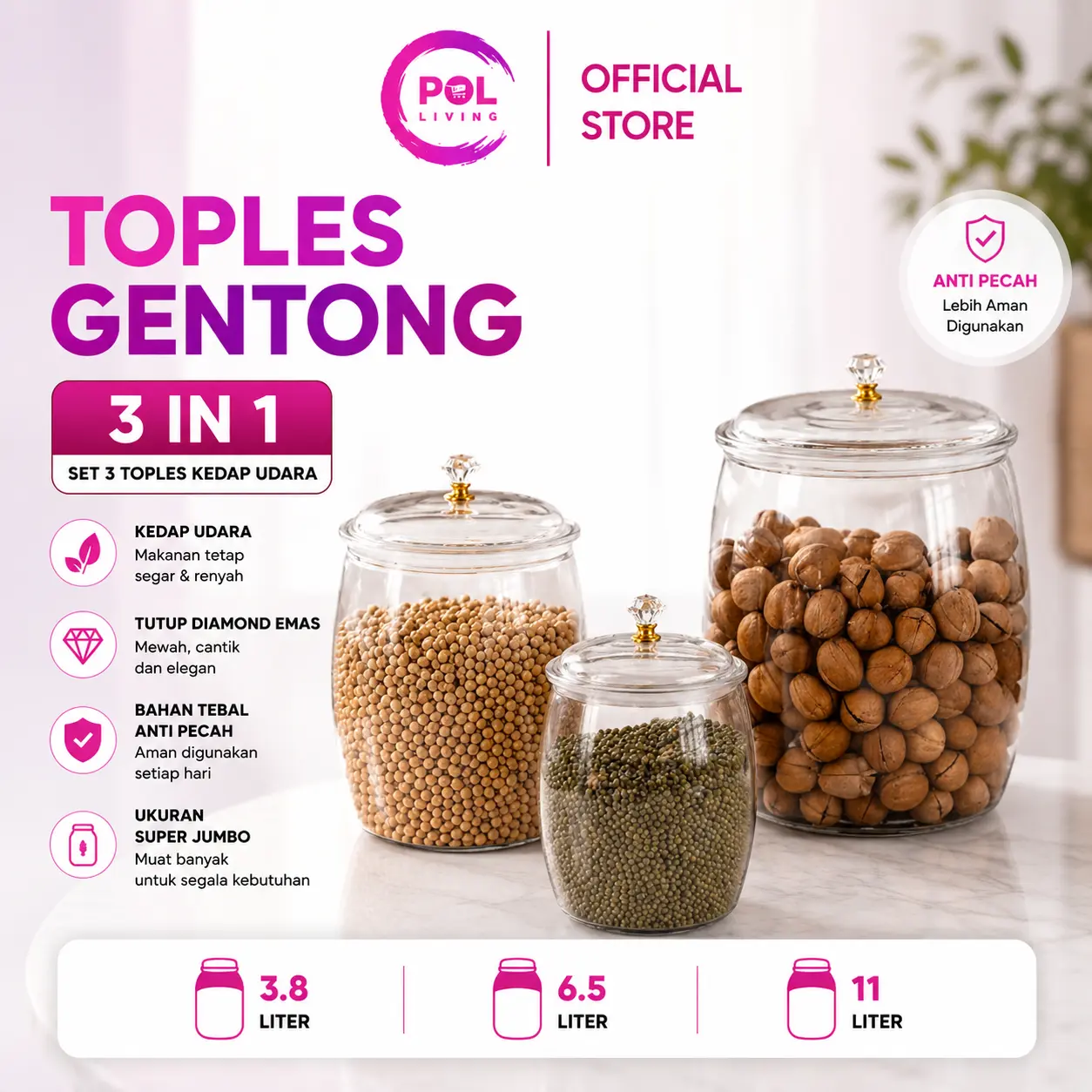 [AFF] POL - Toples Gentong Jumbo Akrilik Set 3pcs