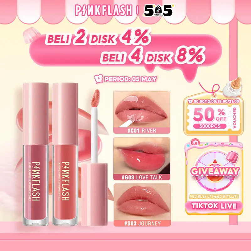 [Official] PINKFLASH #Ohmygloss lipgloss  Lipstik Perawatan bibir untuk pemakaian jangka panjang yang menghidrasi Lip Tint kering lipstick Lasting Waterproof