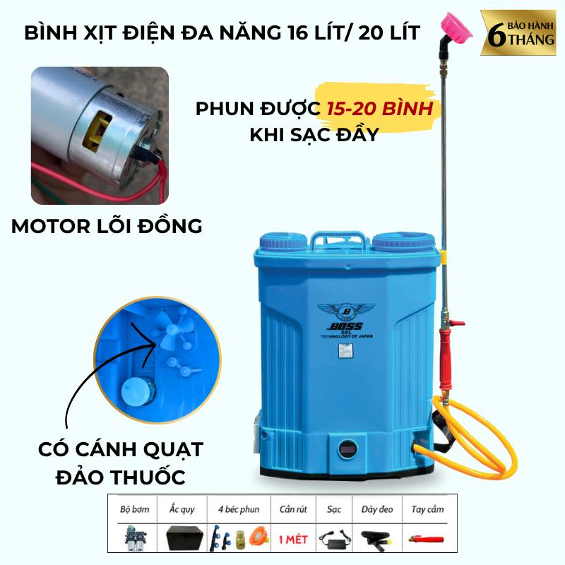 Bình xịt điện BOSS 16 Lít và 20 Lít Đảo thuốc và Không Đảo thuốc Bình phun thuốc - Lực phun ổn định - Vỏ dày dặn - Xịt mạnh đa năng tưới cây & phun thuốc