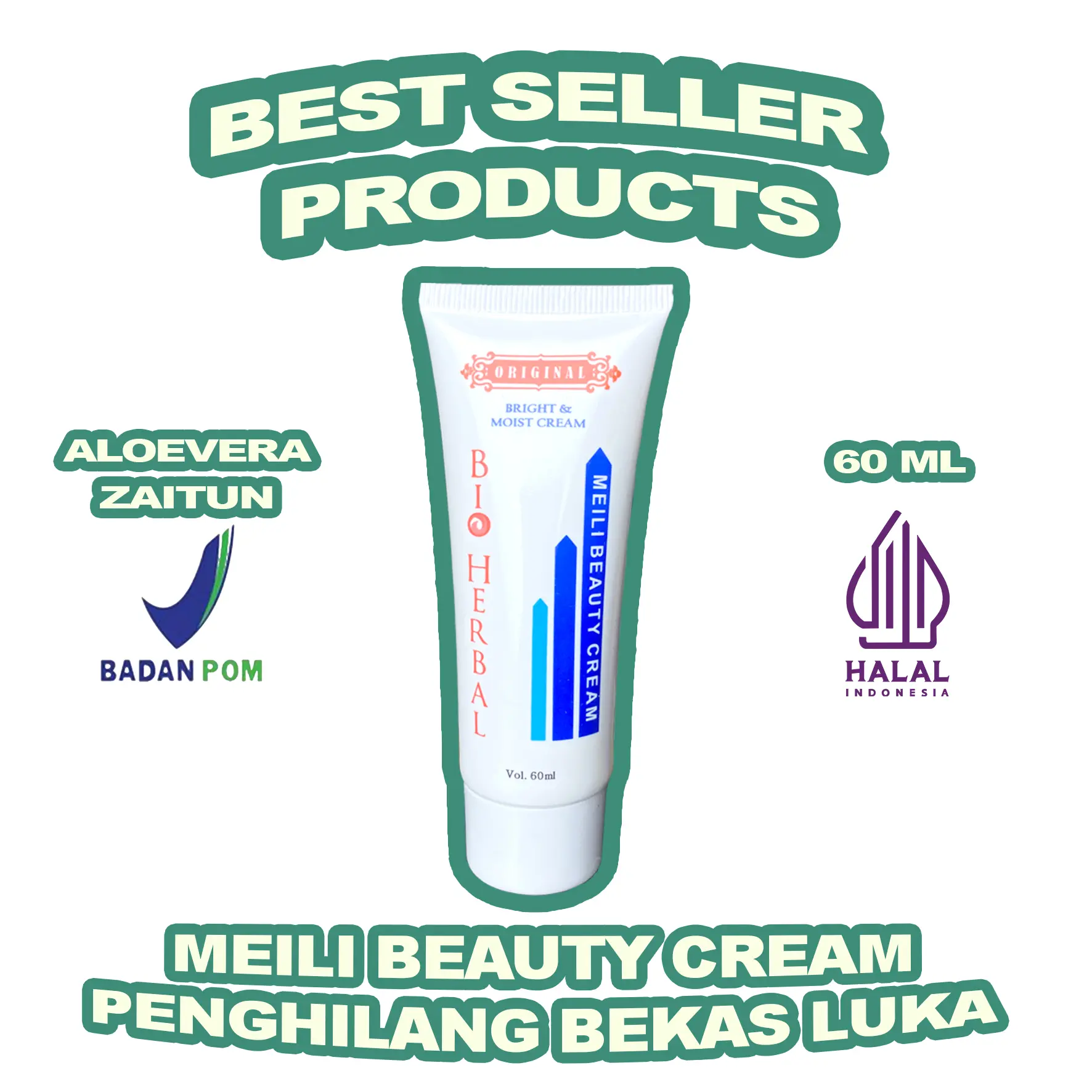Cream Penghilang Bekas Luka Gatal Cacar Jerawat Meilibeautycream Bio Herbal Original BPOM