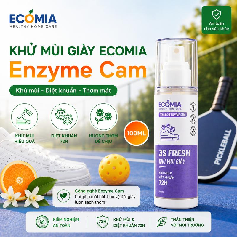 Xịt Khử Mùi Giày Thiên Nhiên 3s Ecomia - Khử Mùi Diệt Khuẩn Với Công Nghệ Enzyme Cam