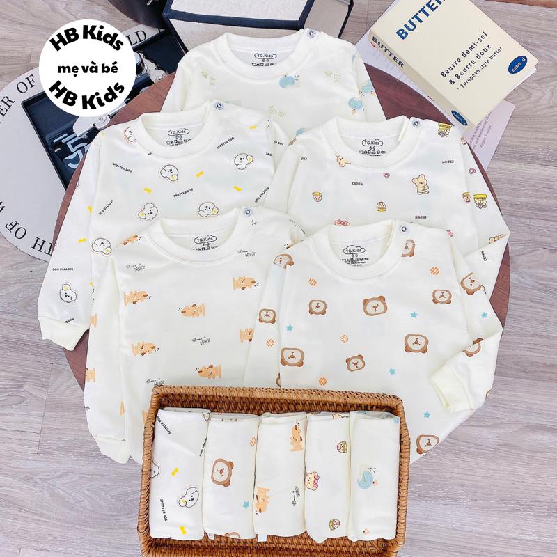Nỉ Hàn Combo3 Bộ Nỉ Hàn Cài Vai Ống Tay Quần Bo Viền Che Kín Cổ Cho Bé Vào Mùa Thu Đông Size1-5 3-13kg