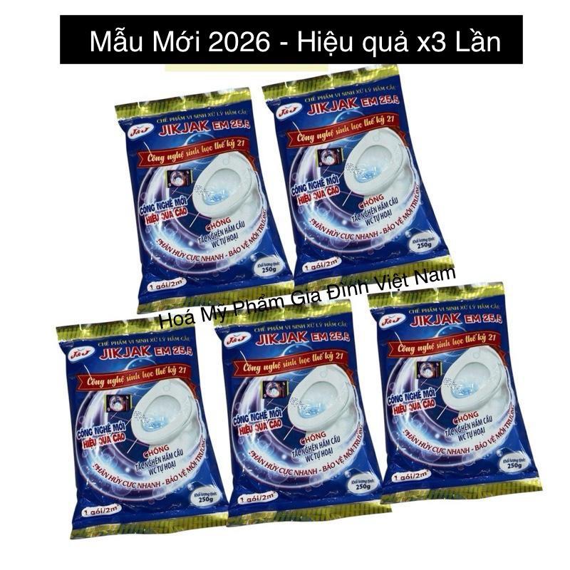 Combo 5 Tặng 1 Men Vi Sinh Jikjak 250 gr Chống Đầy Và Hôi Bể Phốt Không Dùng để thông tắc,Khử Mùi Hôi Hầm Cầu