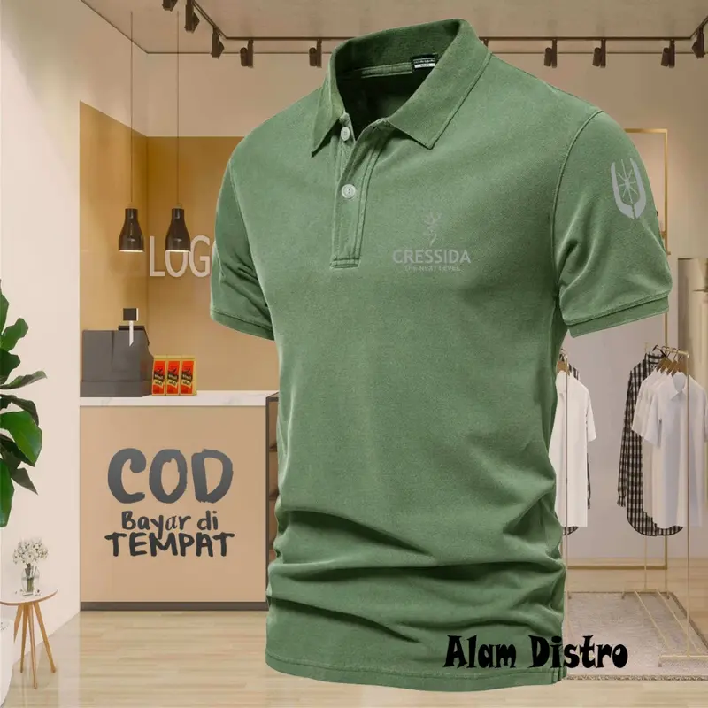 (COD) T-shrit POLO kerah Cressida Plus Lengan Text Silver Quality Kaos Kerah Dewasa Shirt / Kaos Wangki Pria Polo / Kaos Seragam 7
