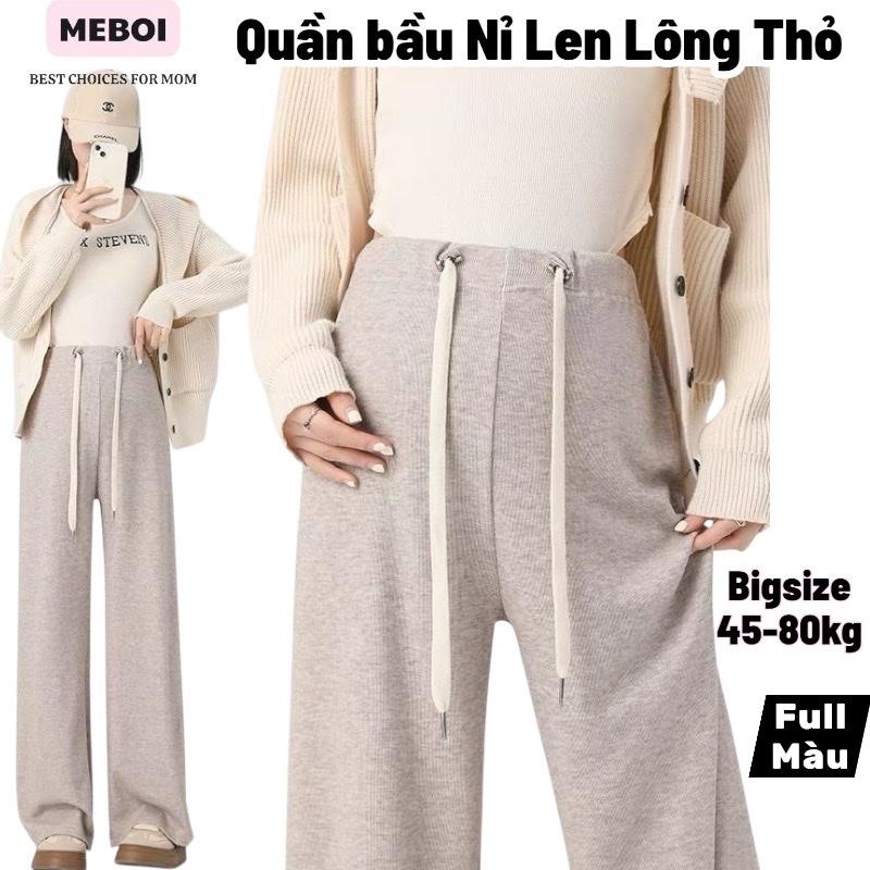 Mềm đẹp Quần Bầu Nỉ mềm Dây rút Dáng SuôngChất nỉ len lông thỏ loại đẹp 504+601 co giãn 4 chiều mặc Thu Đông NI1