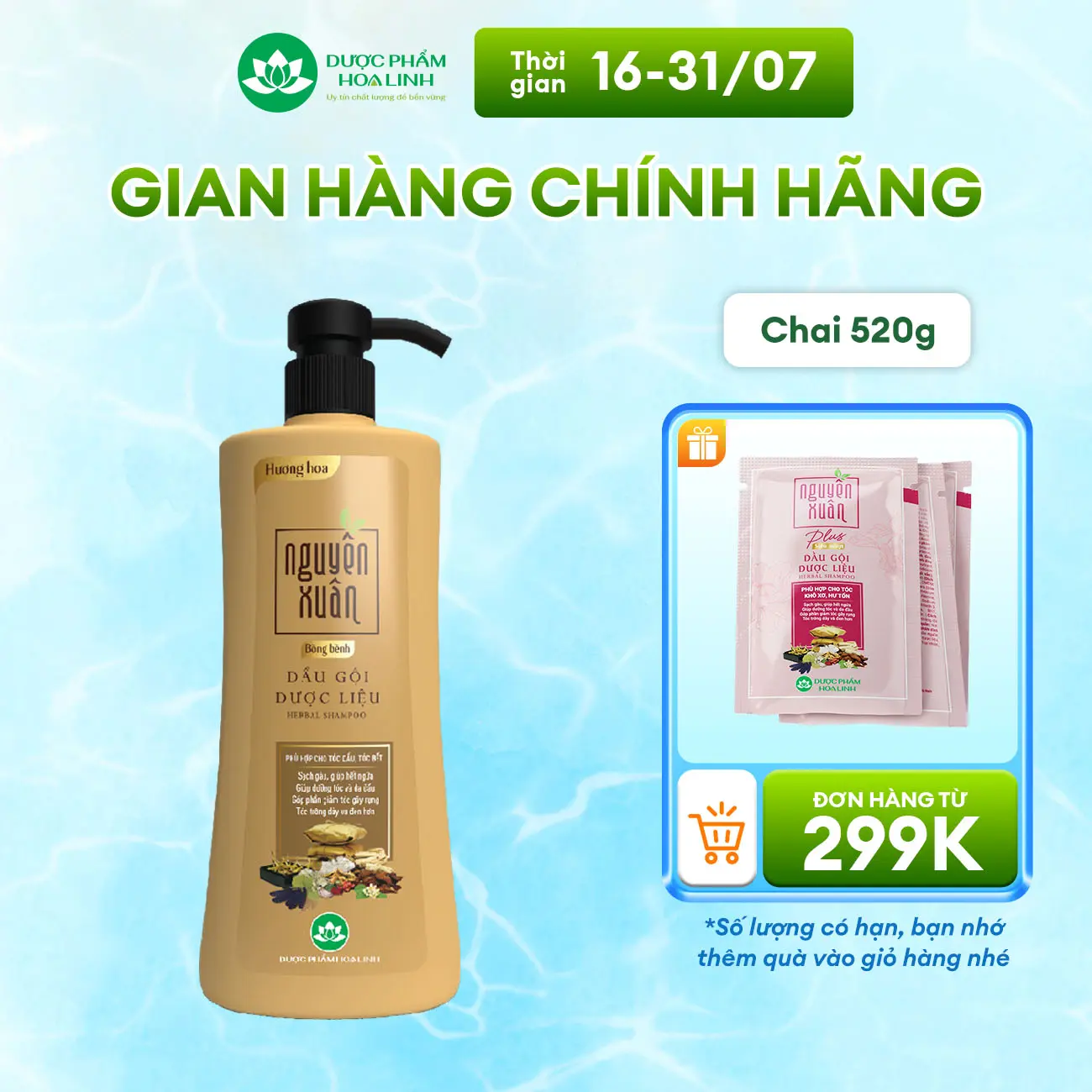 Dầu gội dược liệu Nguyên Xuân Bồng bềnh 470g- Dành cho tóc dầu bết - Tặng thêm 50g giá không đổi