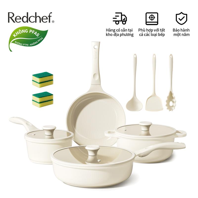  Redchef Star Series Bộ Nồi Chảo Chống Dính Gốm 14 Món  Không Chứa PFAS PTFE & PFOA  Phù Hợp Mọi Loại Bếp 