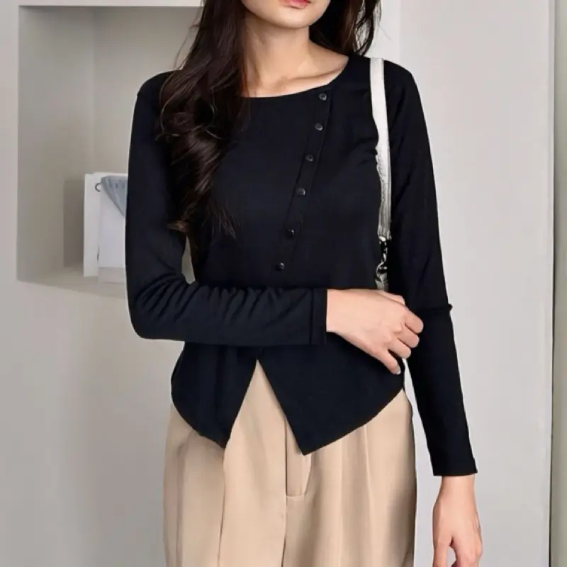 Atasan Blouse Wanita Rib Knit Basic Selly