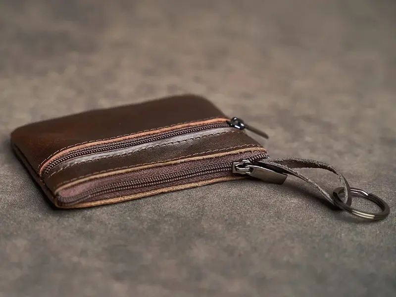 Dompet Koin Mini Kulit Asli Tas Kartu Kulit Sapi Lapisan Ritsleting 7