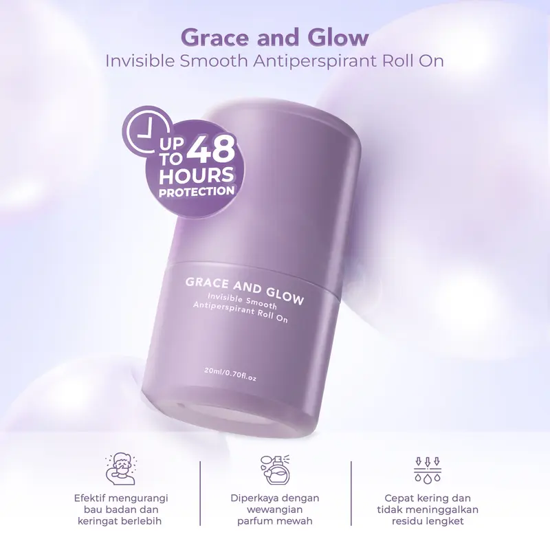 Antiperspirant Roll On 20mL Invinsible Smooth | Grace and Glow | Deodoran Anti Bau & Keringat Berlebih | Mengurangi Keringat Berlebih Pada Ketiak Hingga 48 Jam 1