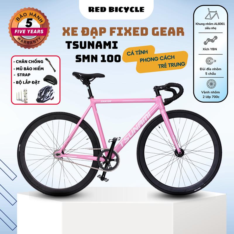   Nhiều màu  Xe Đạp Fixed gear Tsunami SNM100 - Tay Cong Khung Không Mối Hàn Bản Mới 2025 