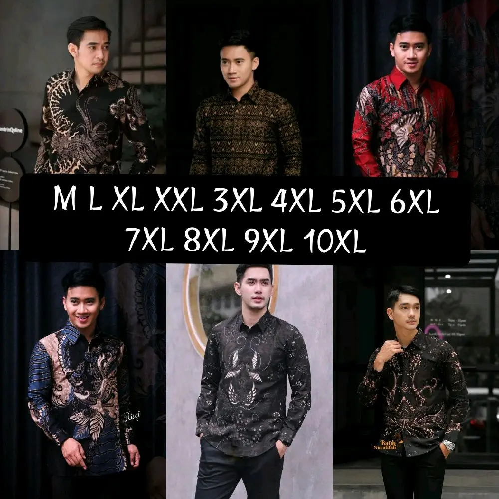 Kemeja Batik Jumbo Pria Lengan Panjang Size Lengkap M L XXL 3XL 4XL 5XL 6XL 7XL 8XL 9XL 10XL Formal Nyaman Slim Fit