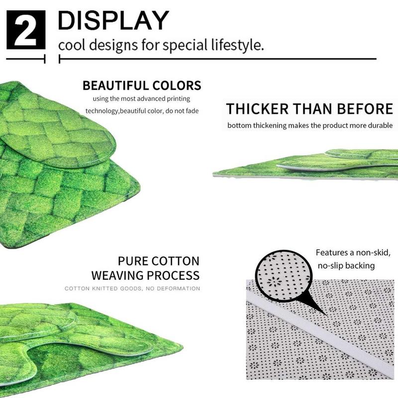 Product Introduction of 3pcs Bathroom Rug Set Toilet Contour Lid Cover Non Slip Bath Mat 19
