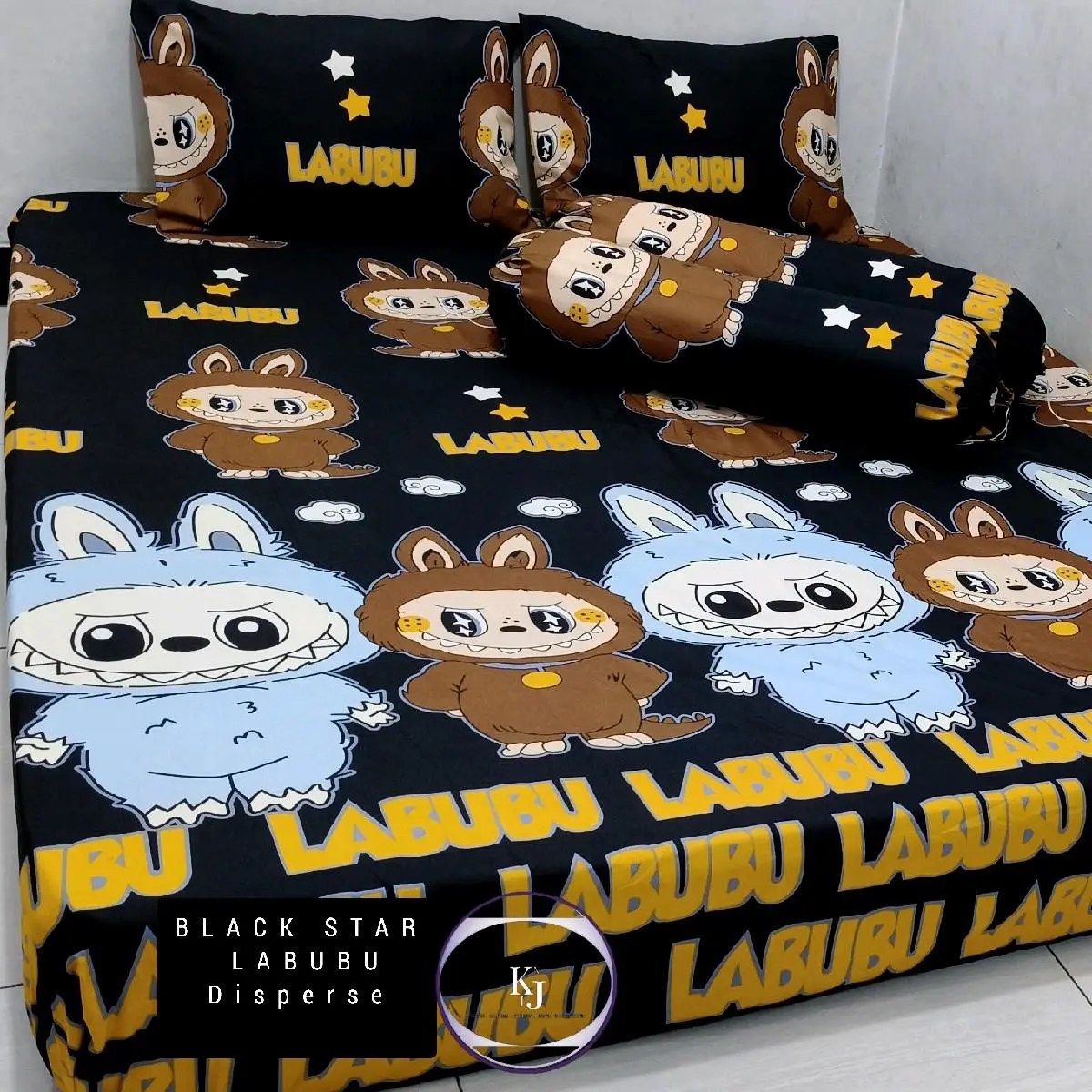 BLACK STAR labu murah uk 120, 160, 180, 200 - SET SARUNG BANTAL SARUNG GULING labubu fuji  Kain