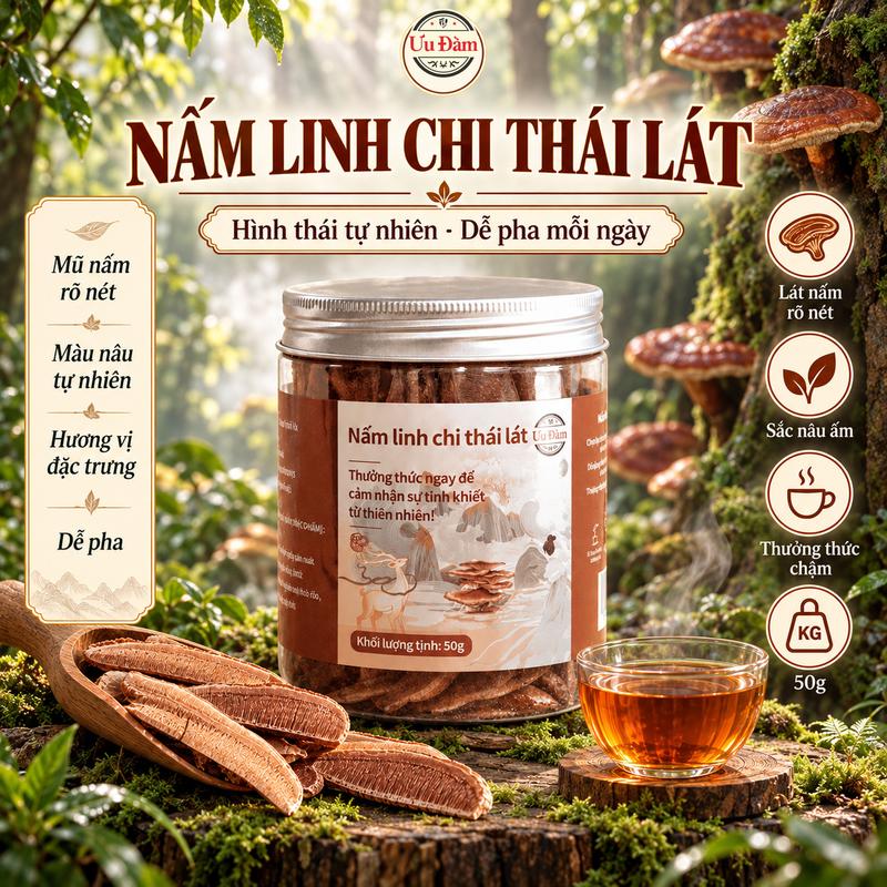 Ưu Đàm Nấm Linh Chi Tím Núi Trường Bạch 50 G Dạng Lát Lớn, Khô Tự Nhiên, Vị Không Quá Đắng, Hàng Tuyển Chọn, Phù Hợp Hãm Trà, Nấu Nước Và Ngâm Rượu