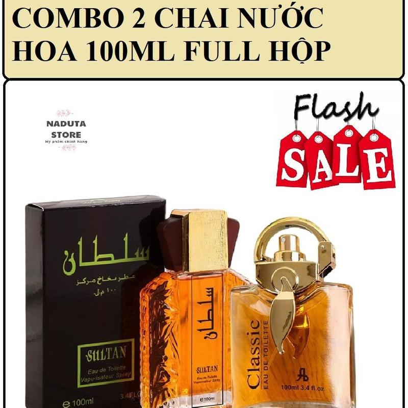 Sét 02 chai Nước Hoa Nam Dubai Sultan Gold & Tinh Dầu Nước Hoa Nữ Ả Rập Dubai Sultan Classic 100ml