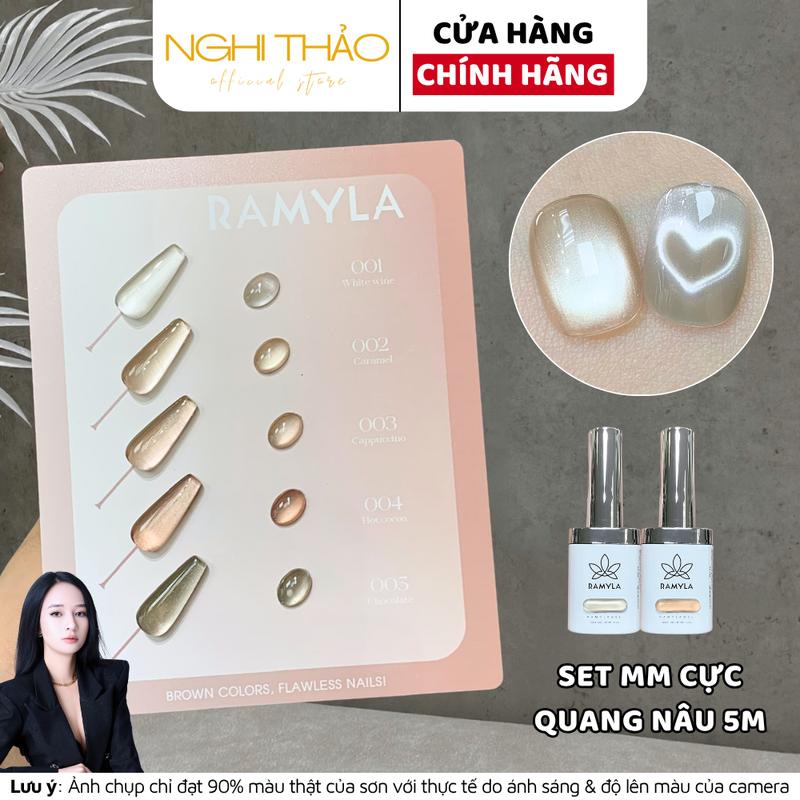 Set sơn gel mắt mèo cực quang nâu RAMYLA 5 màu