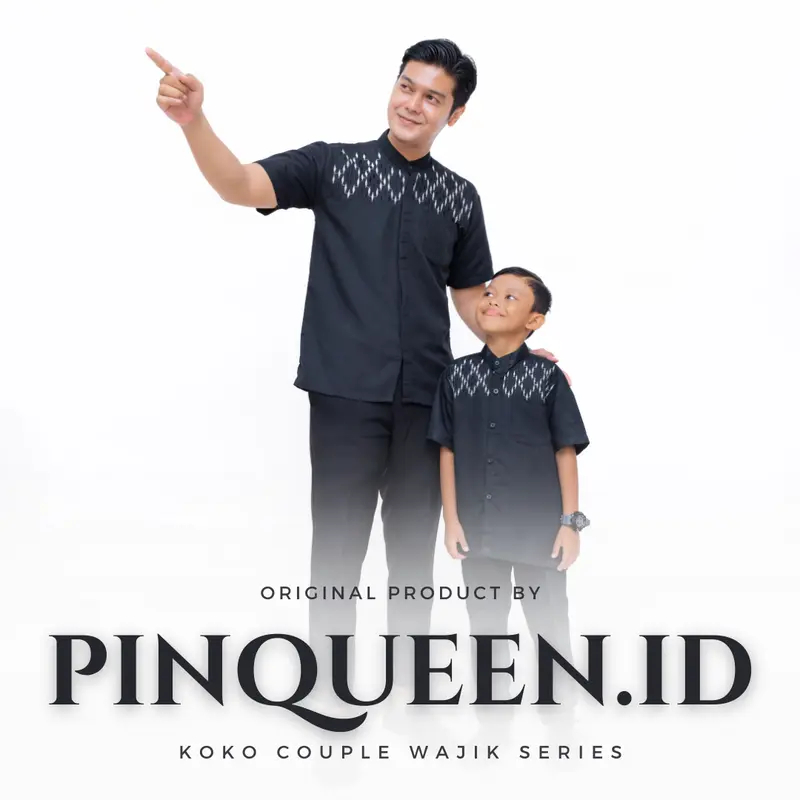 Satu Set Baju Koko Couple Ayah Dan Anak Laki Laki terbaru Lengan Pendek motif Diamon 5