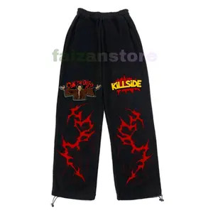 Celana skena baggy pant metal tengkorak anak laki laki / perempuan 4 / 15 tahun . celana skena baggy sweatpant anak , celana skena gombrang anak.