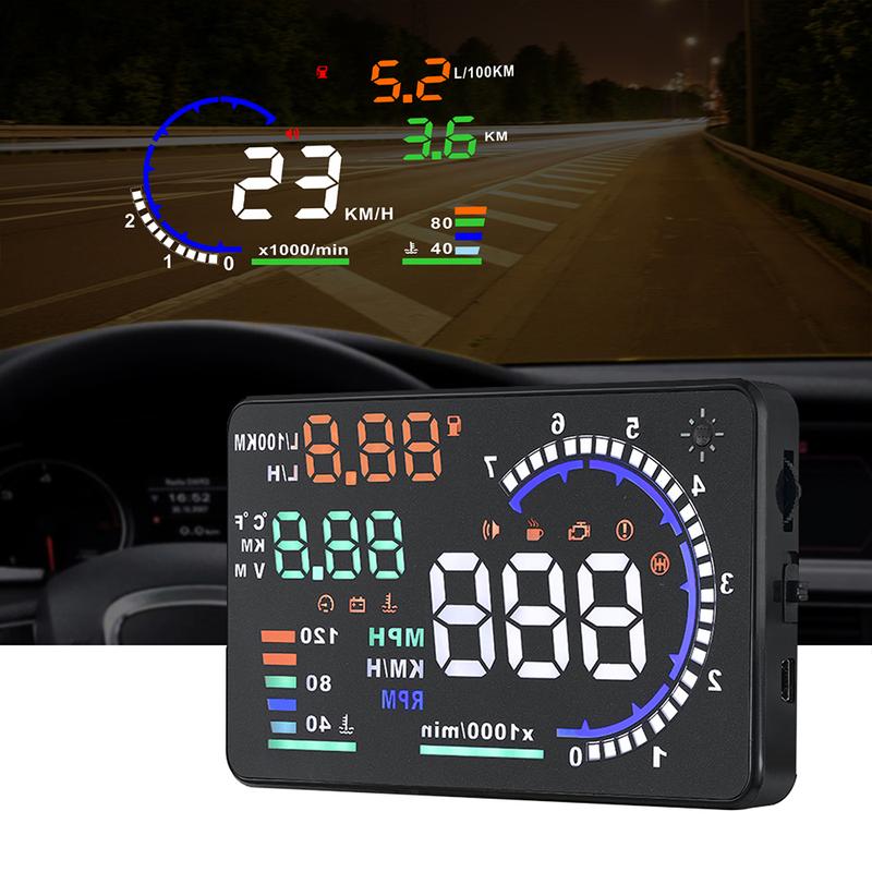  A8 Hud Tốc Độ Kính Lái Chỉ Sử Dụng ODB2 Có 5 Mức Cảnh Báo Tốc Độ Báo Tốc Độ Nhiệt Độ Nước Vol Bình Mức Tiêu Hao Nhiên Liệu Nhiệt Độ Dầu  Nhớt  