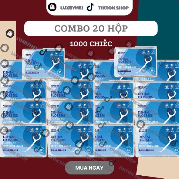 [Combo 20 Hộp] 20 Hộp 1000 Chiếc Tăm Chỉ Nha Khoa Tiệt Trùng, Tăm Nha Khoa Vệ Sinh Kẽ Răng Chuyên Dụng tăm chinhakhoa