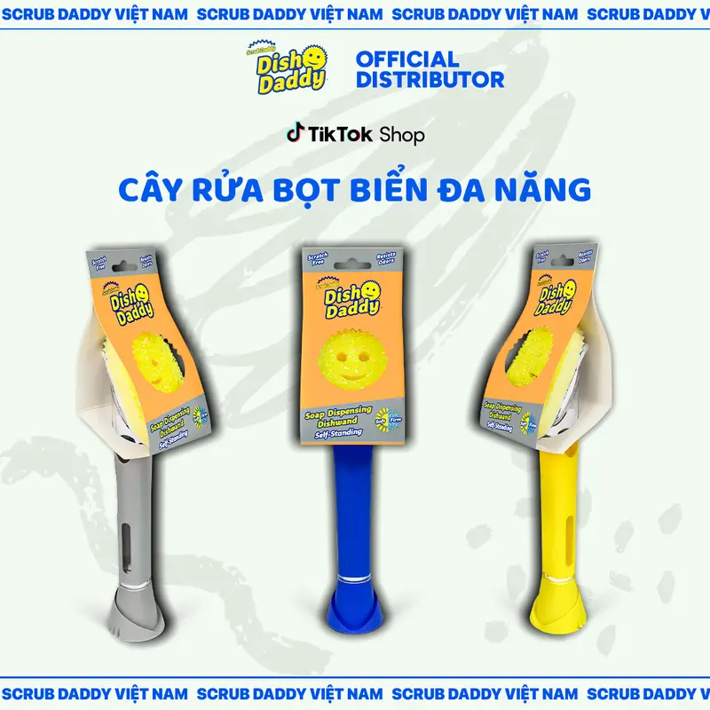 Cọ rửa chén bát Dish Daddy -  Đầu cọ có thể tháo rời, Giá đỡ nhỏ giọt, Màu vàng 0